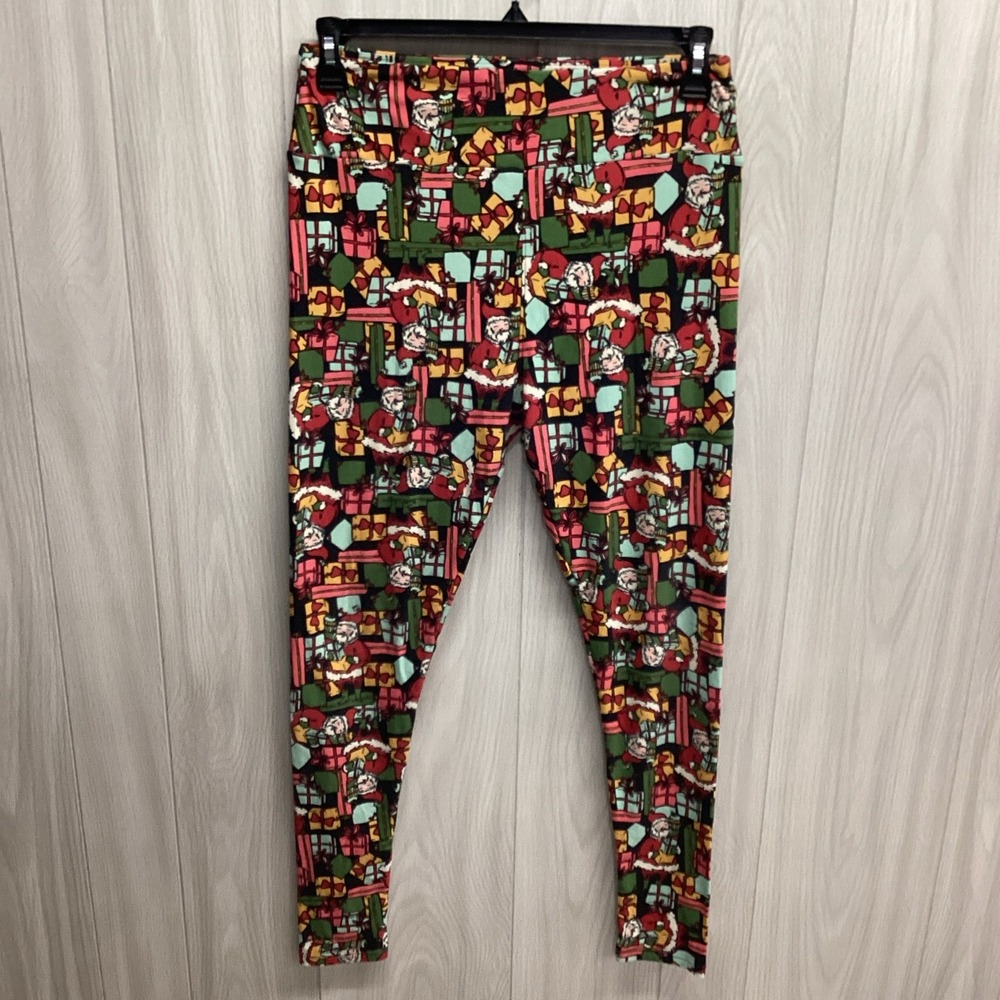 LuLaRoe Tall & Curvy Women's Pull On Ankle Leggings High Rise Stretch Xmas Santa